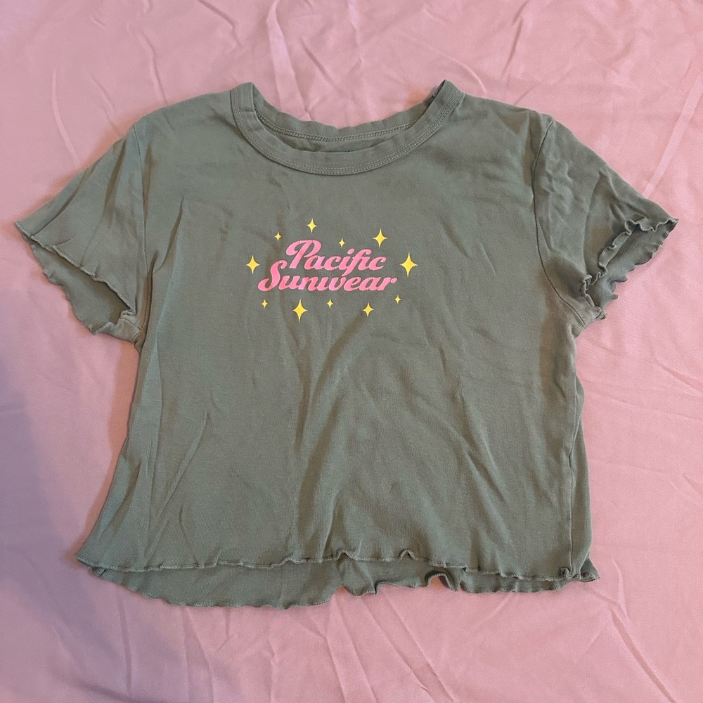 Pacific Sunwear Cropped Green T-Shirt
